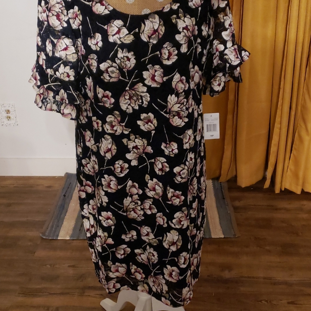Navy blue with lace shell dress